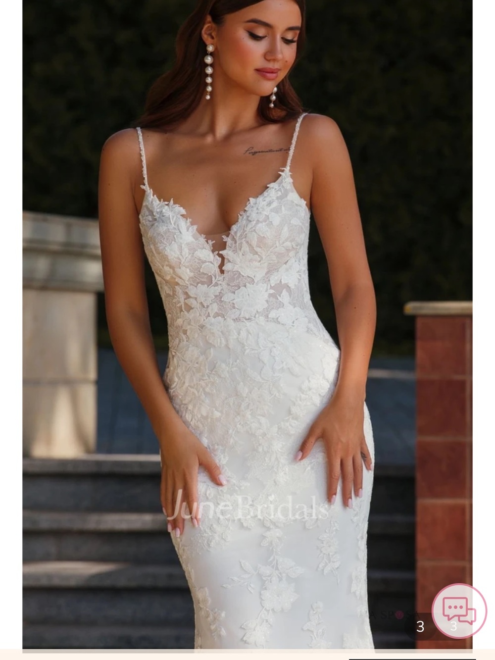 Modern Lace Boho Wedding Dress in White